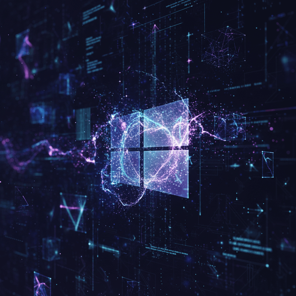 Windows 12 Zukunft futuristische Darstellung mit KI und modularem Design