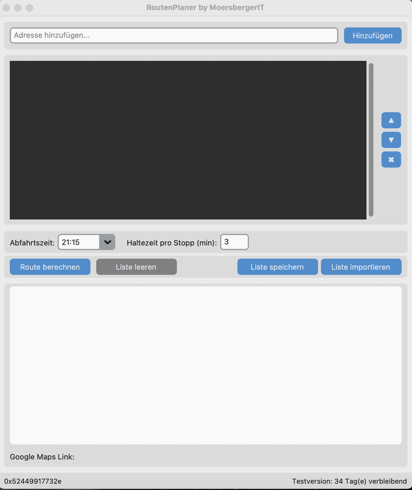 Screenshot der Routenplaner Software für macOS und Windows